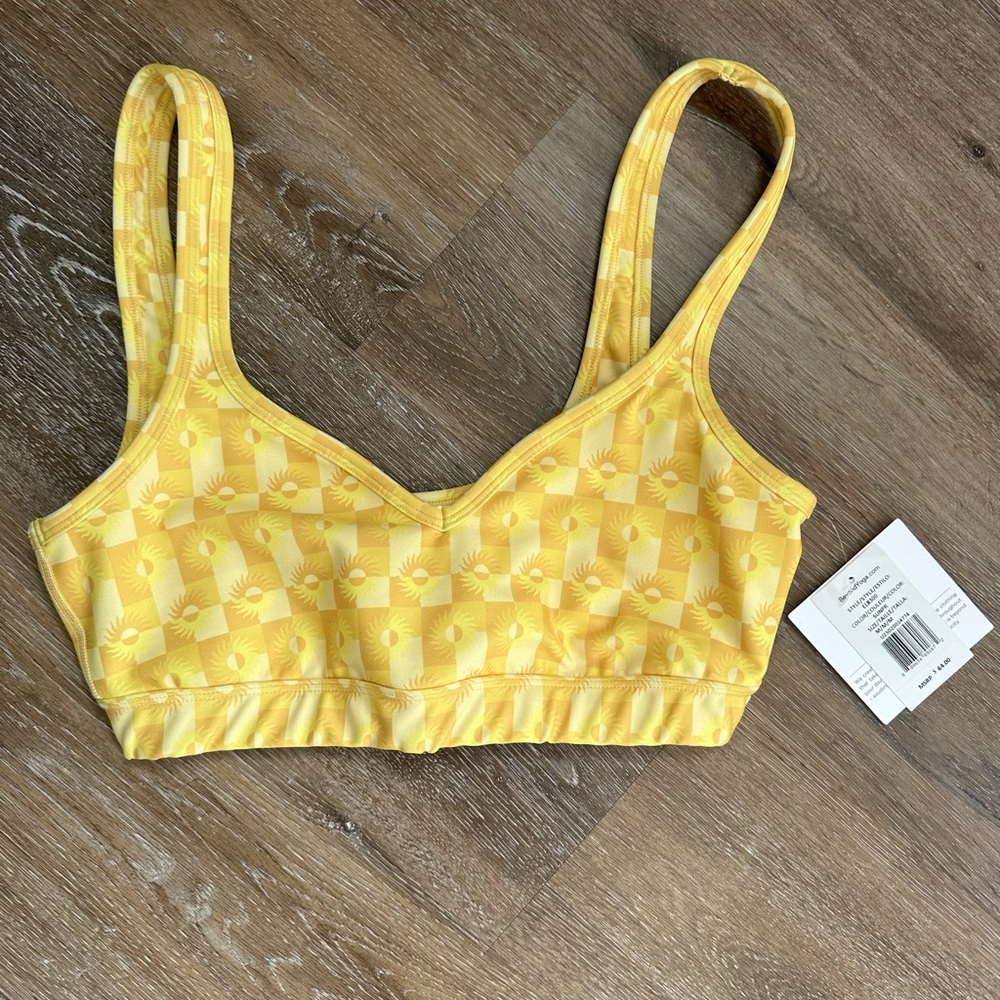 NWT Beyond Yoga SUNPR Yellow Patterned Women's Bralette